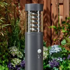 hofstein Borne lumineuse Dakar Anthracite, 1 lumière, Détecteur de mouvement