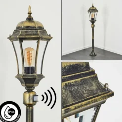 Luminaires Rustiques-hofstein Borne lumineuse Etoe Brun, Or, Noir, 1 lumière, Détecteur de mouvement