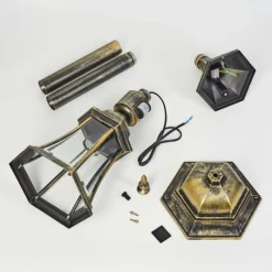 Luminaires Rustiques-hofstein Borne lumineuse Etoe Brun, Or, Noir, 1 lumière, Détecteur de mouvement