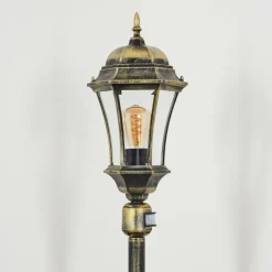 Luminaires Rustiques-hofstein Borne lumineuse Etoe Brun, Or, Noir, 1 lumière, Détecteur de mouvement