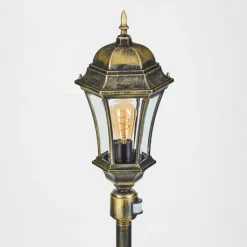 Luminaires Rustiques-hofstein Borne lumineuse Etoe Brun, Or, Noir, 1 lumière, Détecteur de mouvement