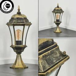 Luminaires Rustiques-hofstein Borne lumineuse Etoe Brun, Or, Noir, 1 lumière