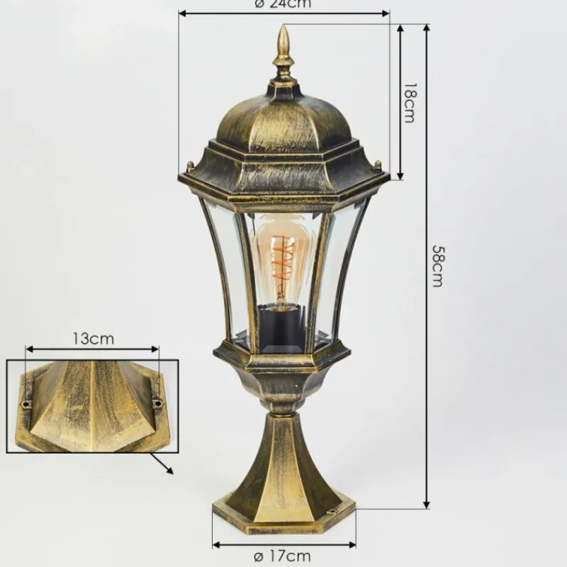 Luminaires Rustiques-hofstein Borne lumineuse Etoe Brun, Or, Noir, 1 lumière