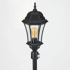 Luminaires Rustiques-hofstein Borne lumineuse Etoe Noir, 1 lumière, Détecteur de mouvement