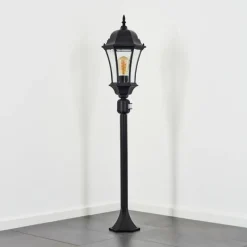 Luminaires Rustiques-hofstein Borne lumineuse Etoe Noir, 1 lumière, Détecteur de mouvement