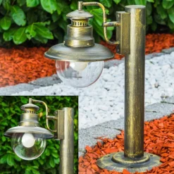 Lampes Dorées-hofstein Borne lumineuse FOX Vieux laiton, Noir doré, 1 lumière