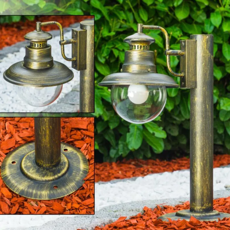 Lampes Dorées-hofstein Borne lumineuse FOX Vieux laiton, Noir doré, 1 lumière