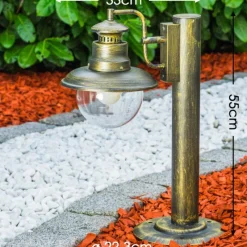 Lampes Dorées-hofstein Borne lumineuse FOX Vieux laiton, Noir doré, 1 lumière