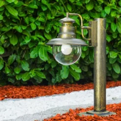 Lampes Dorées-hofstein Borne lumineuse FOX Vieux laiton, Noir doré, 1 lumière