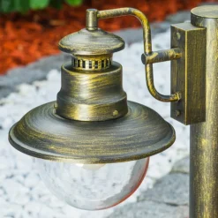 Lampes Dorées-hofstein Borne lumineuse FOX Vieux laiton, Noir doré, 1 lumière