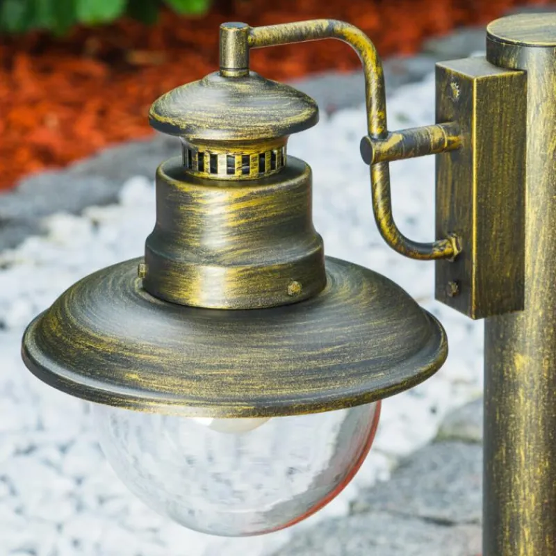 Lampes Dorées-hofstein Borne lumineuse FOX Vieux laiton, Noir doré, 1 lumière