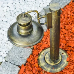 Lampes Dorées-hofstein Borne lumineuse FOX Vieux laiton, Noir doré, 1 lumière