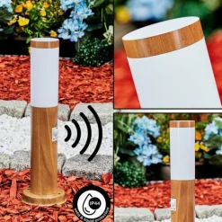 hofstein Borne lumineuse Gaborone Brun, Couleur bois, 1 lumière, Détecteur de mouvement