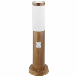 Lampes En Bois-Luminaires Globo Lighting Borne lumineuse Globo BOSTON Bois foncé, 1 lumière, Détecteur de mouvement