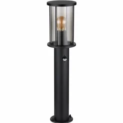 Suspension Verre Fumé-Luminaires Globo Lighting Borne lumineuse Globo GRACEY Noir, 1 lumière, Détecteur de mouvement