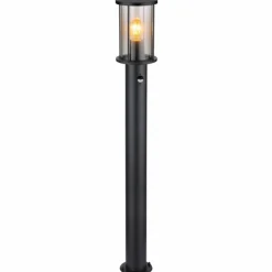 Suspension Verre Fumé-Luminaires Globo Lighting Borne lumineuse Globo GRACEY Noir, 1 lumière, Détecteur de mouvement