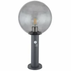 Suspension Verre Fumé-Luminaires Globo Lighting Borne lumineuse Globo HEDWIG Anthracite, 1 lumière, Détecteur de mouvement