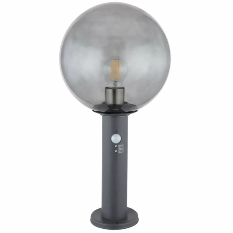 Suspension Verre Fumé-Luminaires Globo Lighting Borne lumineuse Globo HEDWIG Anthracite, 1 lumière, Détecteur de mouvement