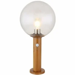 Lampes En Bois-Luminaires Globo Lighting Borne lumineuse Globo OSSY Couleur bois, 1 lumière, Détecteur de mouvement
