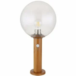 Lampes En Bois-Luminaires Globo Lighting Borne lumineuse Globo OSSY Couleur bois, 1 lumière, Détecteur de mouvement
