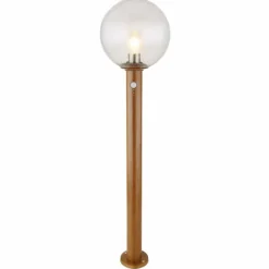 Lampes En Bois-Luminaires Globo Lighting Borne lumineuse Globo OSSY Couleur bois, 1 lumière, Détecteur de mouvement