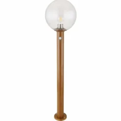 Lampes En Bois-Luminaires Globo Lighting Borne lumineuse Globo OSSY Couleur bois, 1 lumière, Détecteur de mouvement