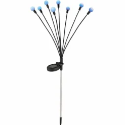 Luminaires Globo Lighting Borne lumineuse Globo SOLAR LED Acier inoxydable, Noir, 8 lumières, Changeur de couleurs