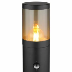 Suspension Verre Fumé-Luminaires Globo Lighting Borne lumineuse Globo XELOO Noir, 1 lumière, Détecteur de mouvement