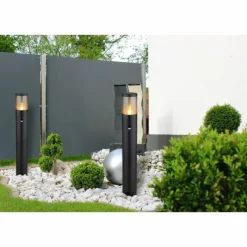 Suspension Verre Fumé-Luminaires Globo Lighting Borne lumineuse Globo XELOO Noir, 1 lumière, Détecteur de mouvement