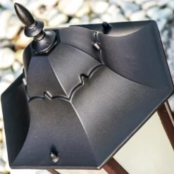 Luminaires Rustiques-hofstein Borne lumineuse Hongkong Frost Noir, 1 lumière