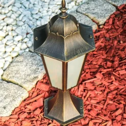 Luminaires Rustiques-hofstein Borne lumineuse Hongkong Frost Bronze, Or, 1 lumière