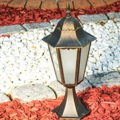 Luminaires Rustiques-hofstein Borne lumineuse Hongkong Frost Bronze, Or, 1 lumière