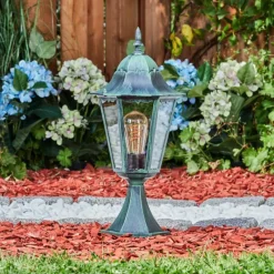 Luminaires Rustiques-hofstein Borne lumineuse Hongkong Vert, Noir, 1 lumière