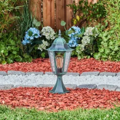 Luminaires Rustiques-hofstein Borne lumineuse Hongkong Vert, Noir, 1 lumière