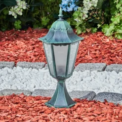 Luminaires Rustiques-hofstein Borne lumineuse Hongkong Vert, Noir, 1 lumière