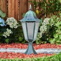 Luminaires Rustiques-hofstein Borne lumineuse Hongkong Vert, Noir, 1 lumière