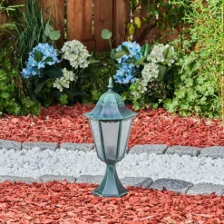 Luminaires Rustiques-hofstein Borne lumineuse Hongkong Vert, Noir, 1 lumière