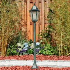 Luminaires Rustiques-hofstein Borne lumineuse Hongkong Vert, Noir, 1 lumière