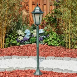 Luminaires Rustiques-hofstein Borne lumineuse Hongkong Vert, Noir, 1 lumière