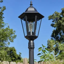 Luminaires Rustiques-hofstein Borne lumineuse Hongkong Noir, 1 lumière