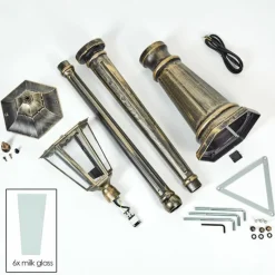 Luminaires Rustiques-hofstein Borne lumineuse Hongkong Or, Noir, 1 lumière