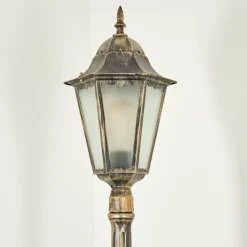 Luminaires Rustiques-hofstein Borne lumineuse Hongkong Or, Noir, 1 lumière