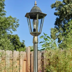 Luminaires Rustiques-hofstein Borne lumineuse Hongkong Brun, Or, 1 lumière