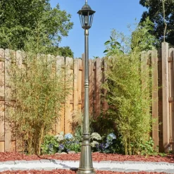 Luminaires Rustiques-hofstein Borne lumineuse Hongkong Brun, Or, 1 lumière