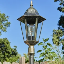 Luminaires Rustiques-hofstein Borne lumineuse Hongkong Brun, Or, 1 lumière