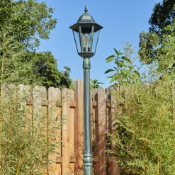 Luminaires Rustiques-hofstein Borne lumineuse Hongkong Vert, Noir, 1 lumière