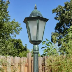 Luminaires Rustiques-hofstein Borne lumineuse Hongkong Vert, Noir, 1 lumière