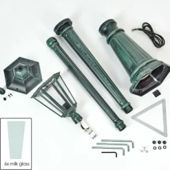 Luminaires Rustiques-hofstein Borne lumineuse Hongkong Vert, Noir, 1 lumière