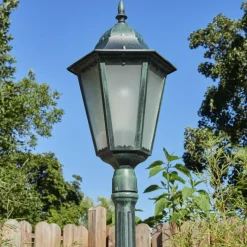 Luminaires Rustiques-hofstein Borne lumineuse Hongkong Vert, Noir, 1 lumière