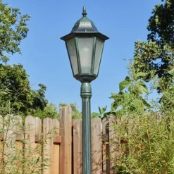 Luminaires Rustiques-hofstein Borne lumineuse Hongkong Vert, Noir, 1 lumière